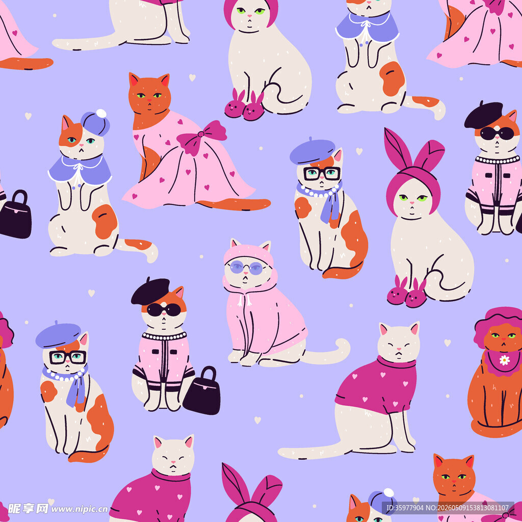 可爱猫咪图案背景图