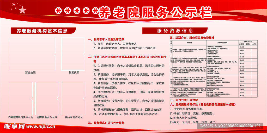 养老院服务公示栏