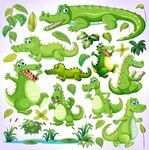 可爱卡通鳄鱼插画素材