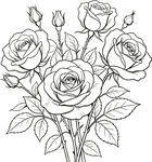 手绘线条玫瑰花插画