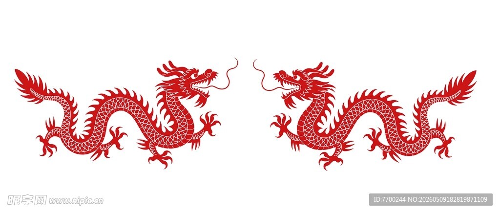 双龙剪纸图案