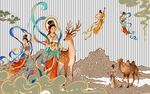 敦煌风仙女与瑞兽壁画