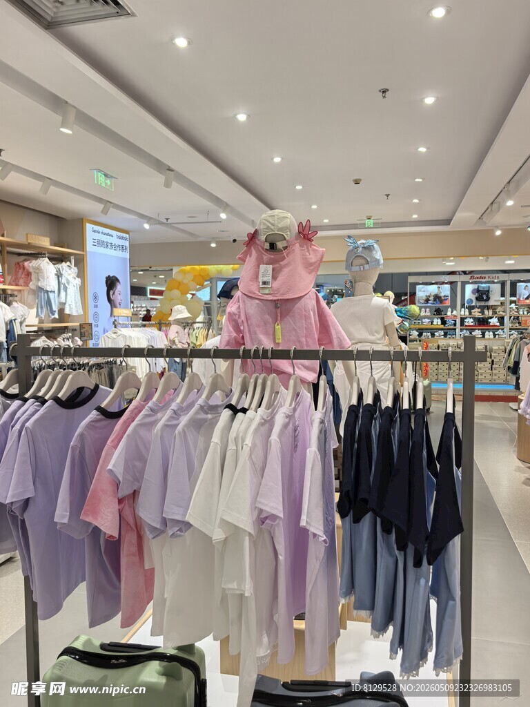 时尚服装店多彩衣物陈列