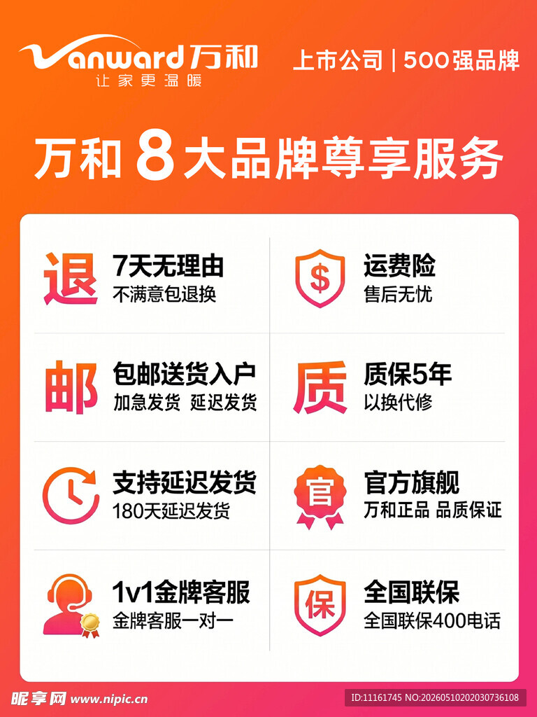 万和8大品牌尊享服务保障