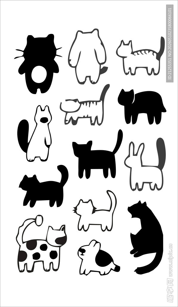 可爱猫狗卡通图案集合