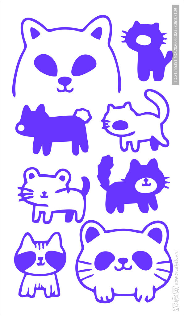 可爱猫狗卡通图案集合