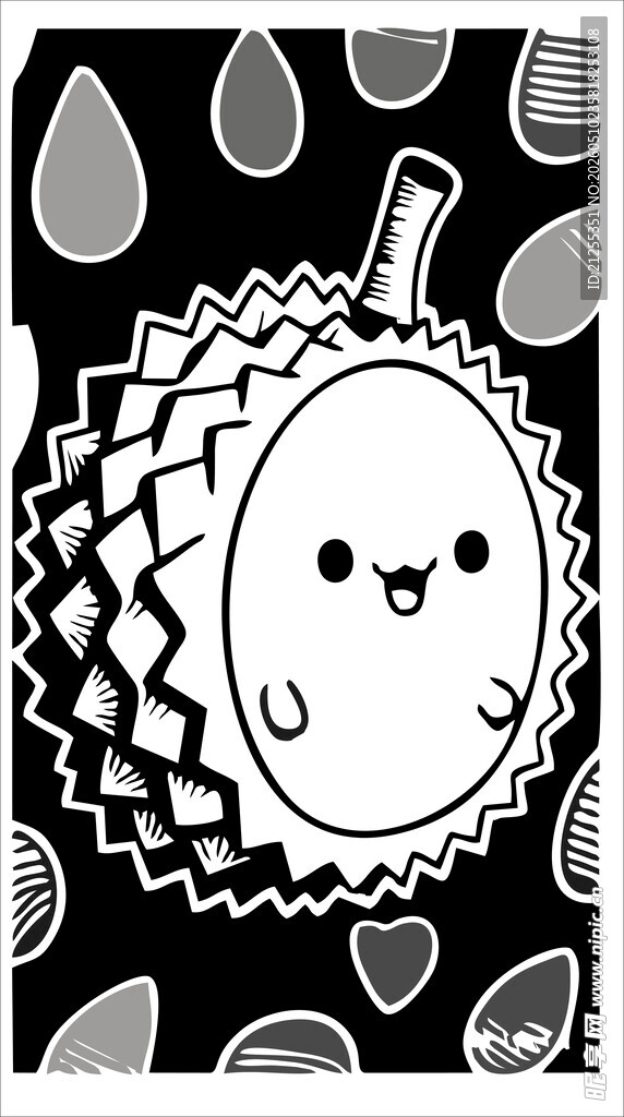 可爱卡通榴莲形象插画