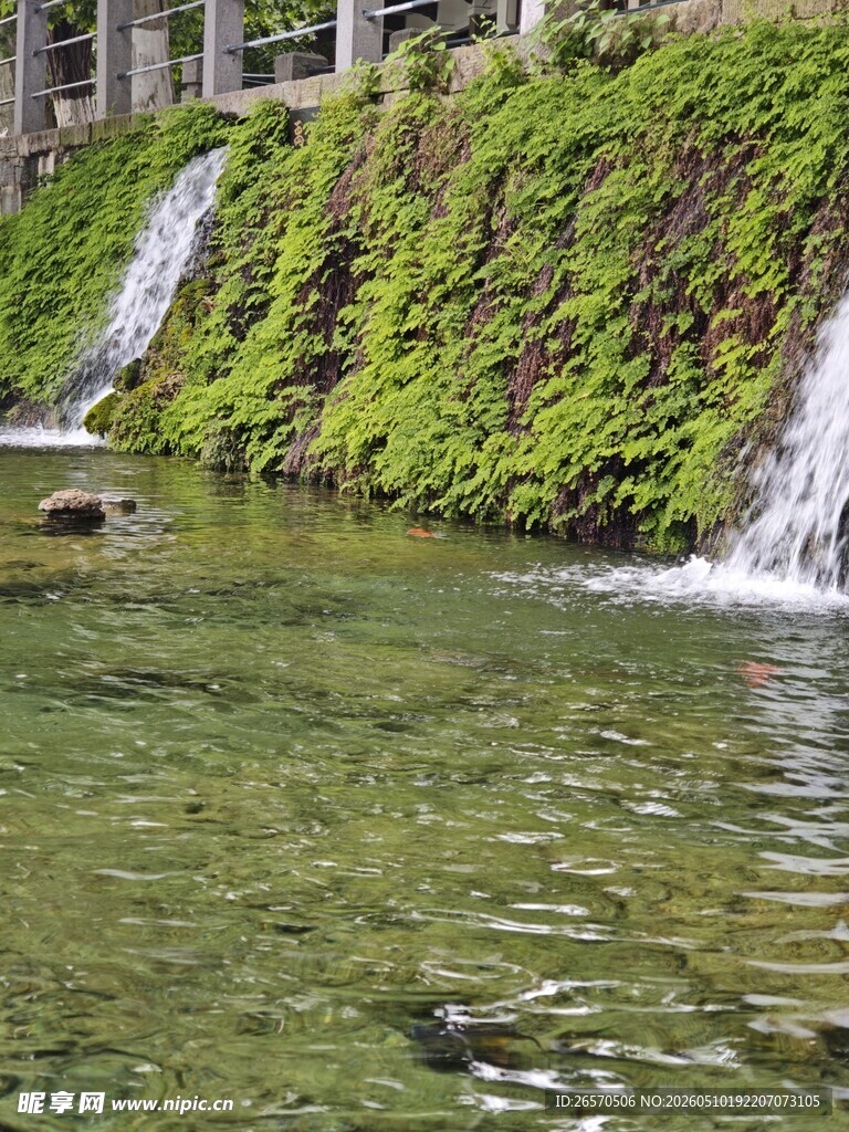 山间绿水瀑布绿植美景