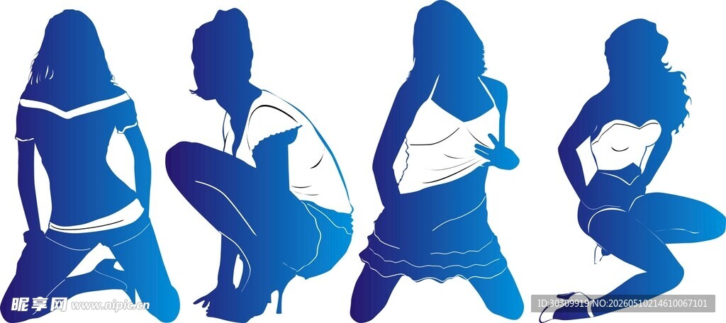 女性舞蹈姿态剪影