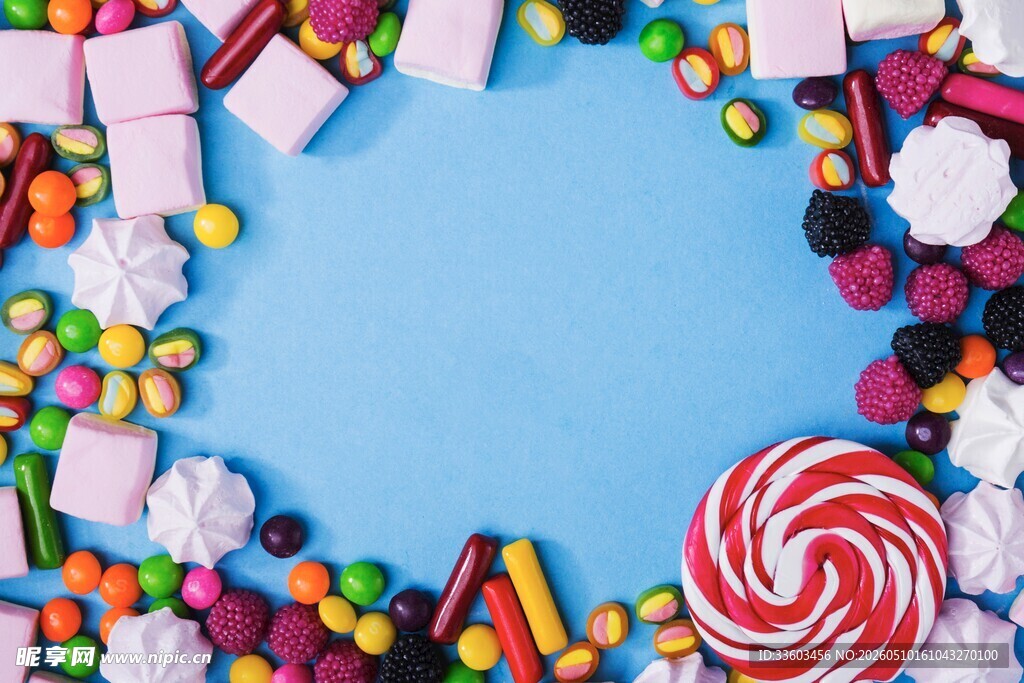 缤纷糖果围成梦幻边框