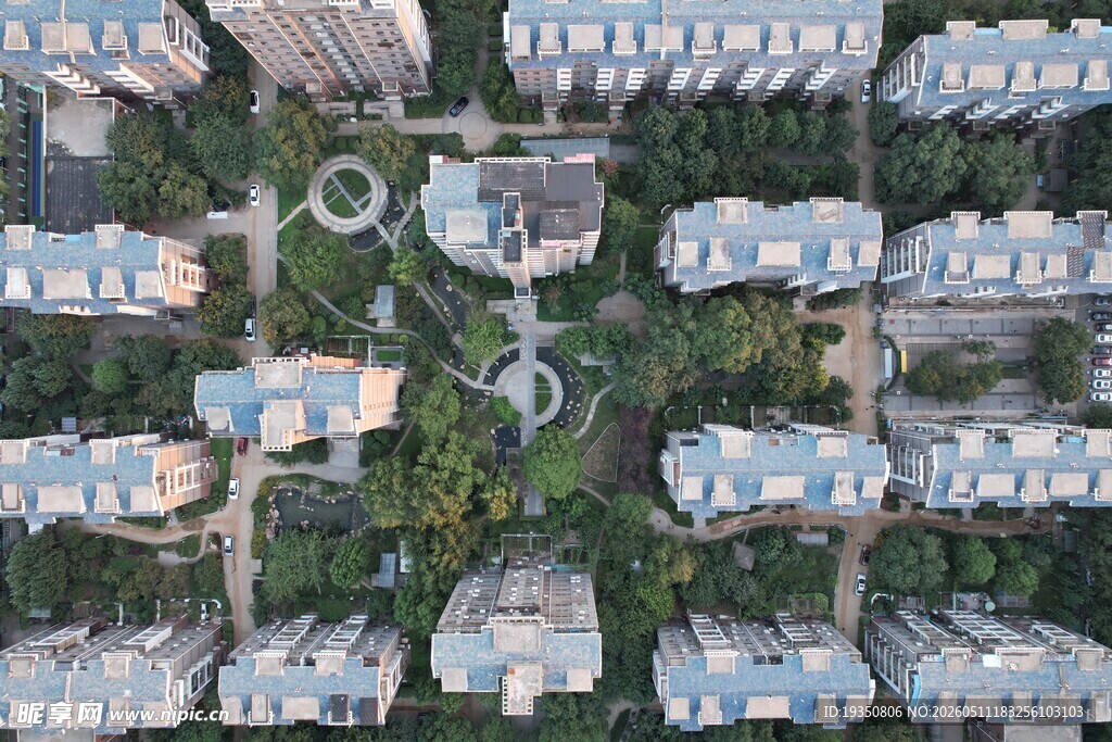 居民小区住宅楼俯瞰航拍