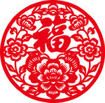 圆形福字剪纸