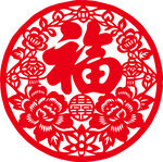 圆形福字剪纸图案