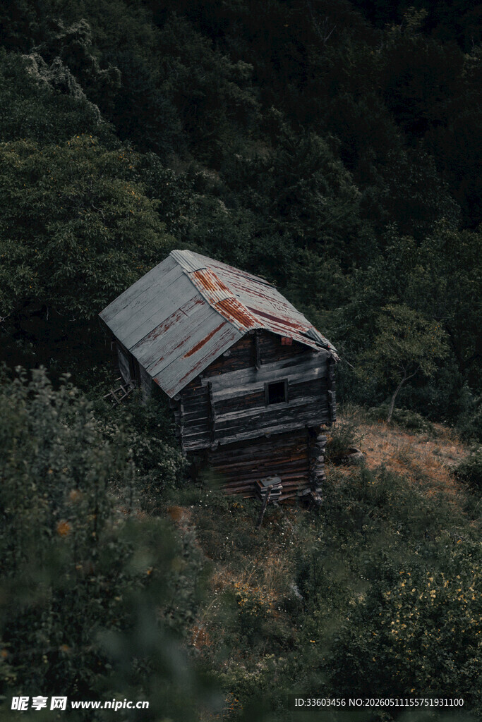 山林中的古朴小屋