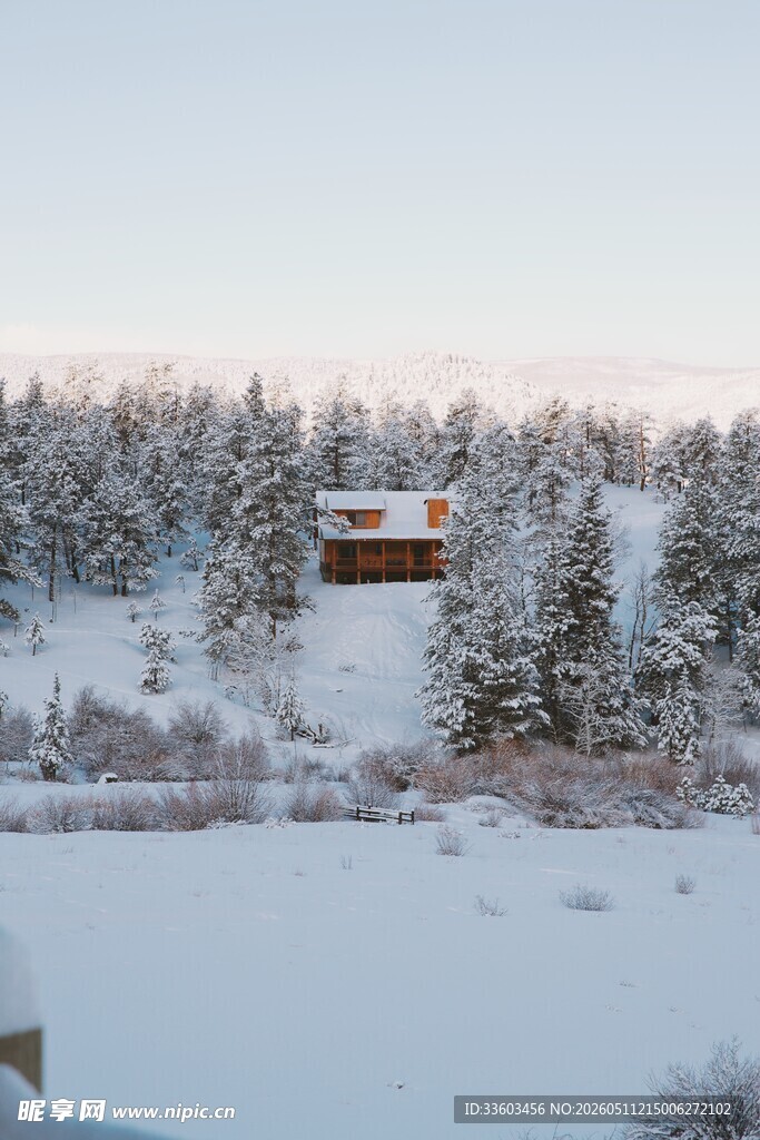雪林中的温馨小屋
