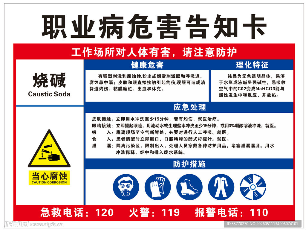 烧碱职业危害告知卡