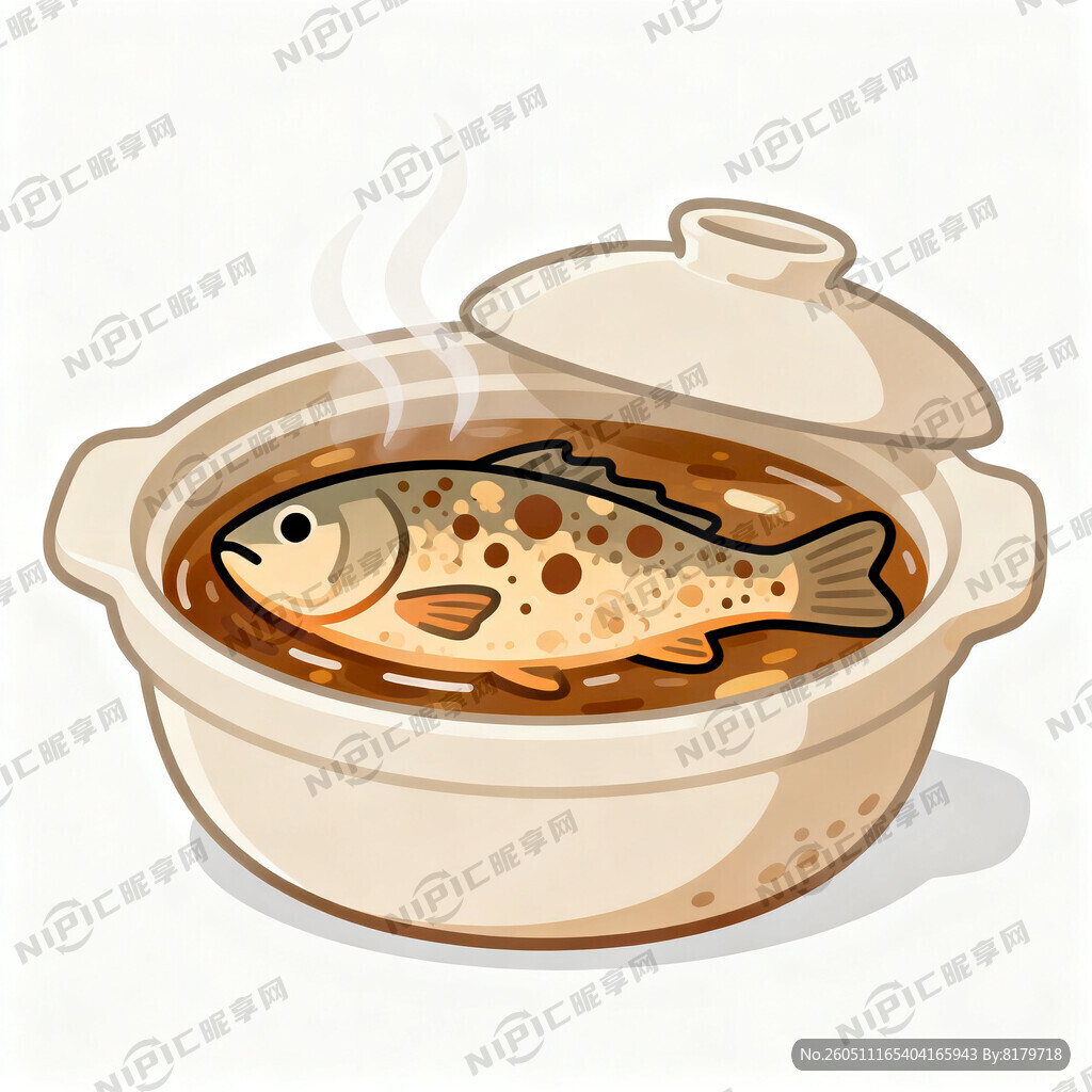 卡通炖锅 白背景 陶瓷锅