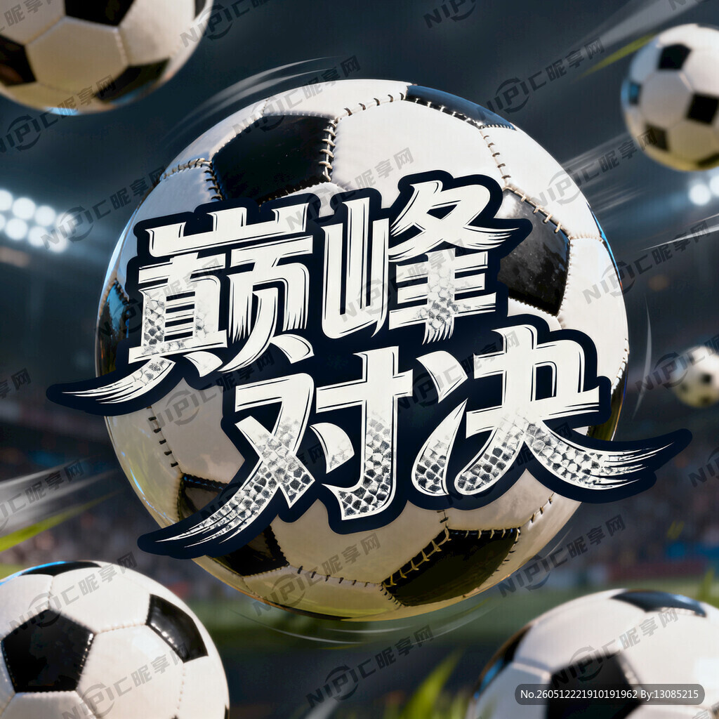 颠锋对决艺术字加足球元素
