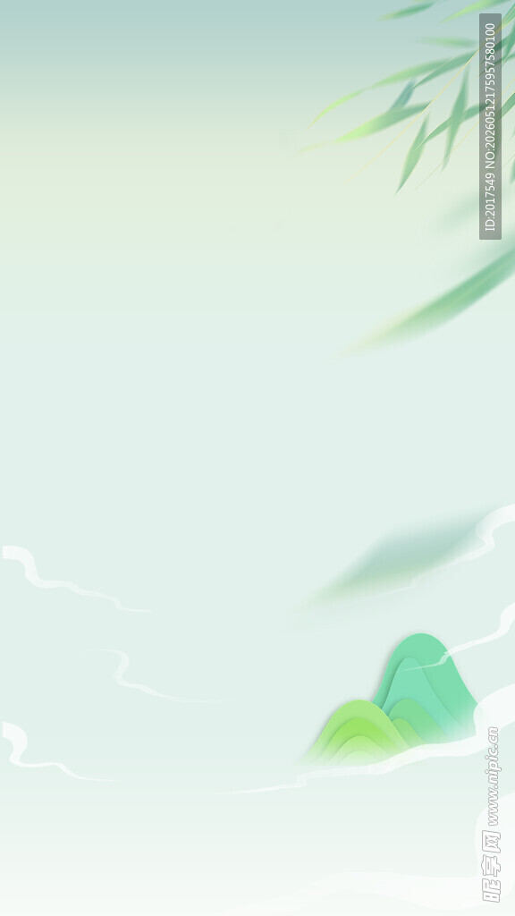 清新水墨风竹叶飘飞画面