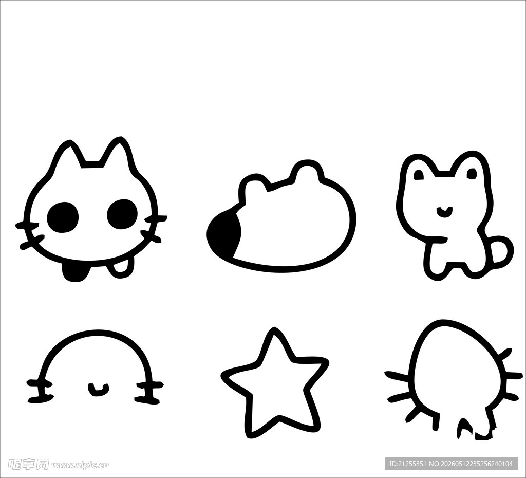 可爱卡通简笔画图案集合
