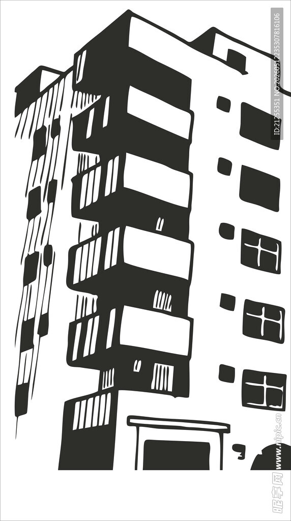 简约黑白风多层建筑外观
