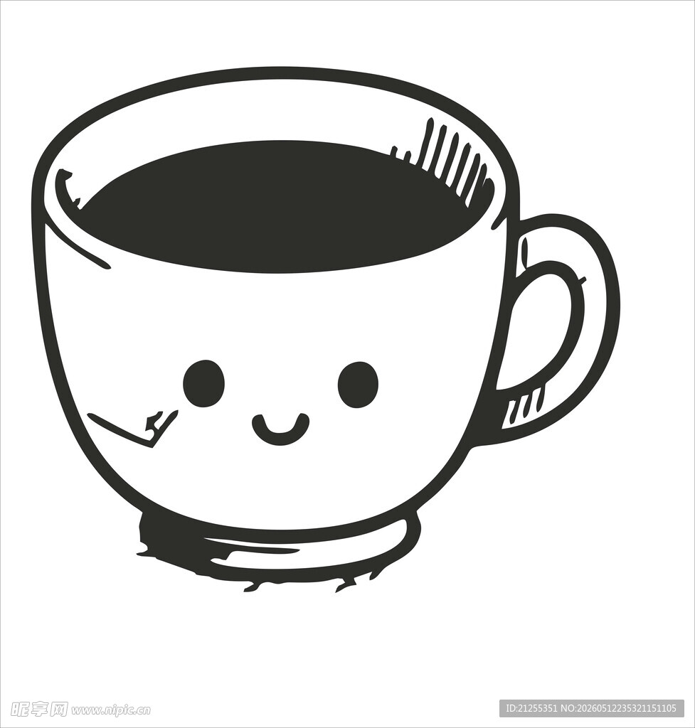 可爱笑脸咖啡杯插画