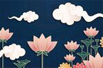 国风荷花背景
