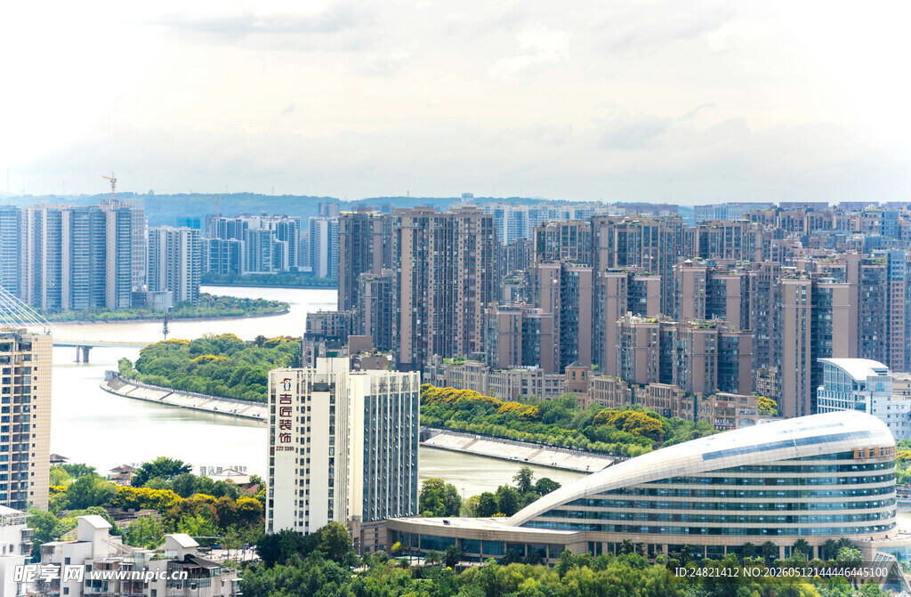 现代都市繁华天际线景观