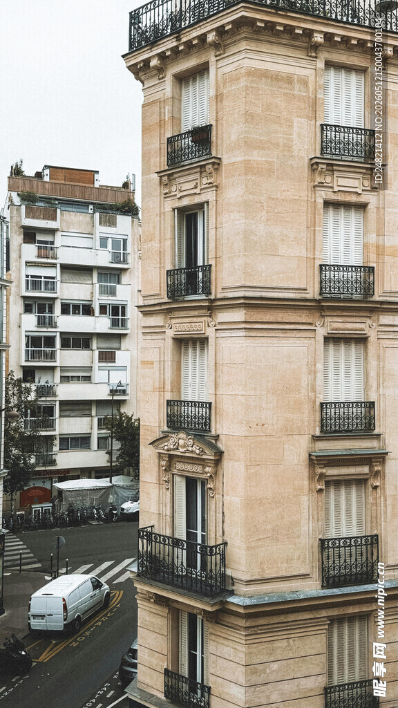 欧式街角建筑俯瞰景观