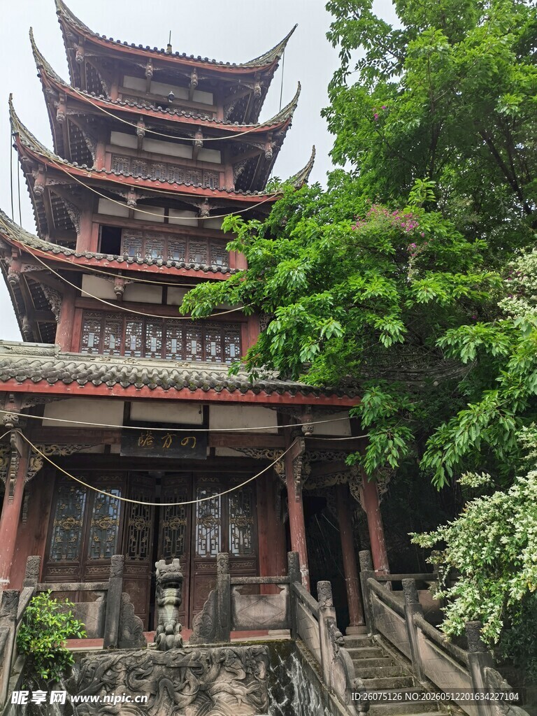 古色古香的中式塔楼景观