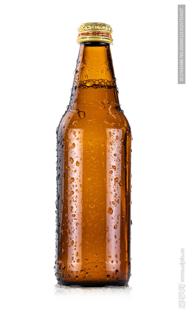 棕色啤酒瓶水珠晶莹