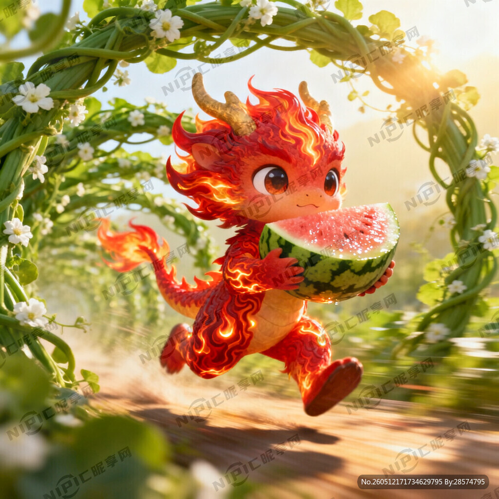 一个可爱的火麒麟 玄幻风格背景