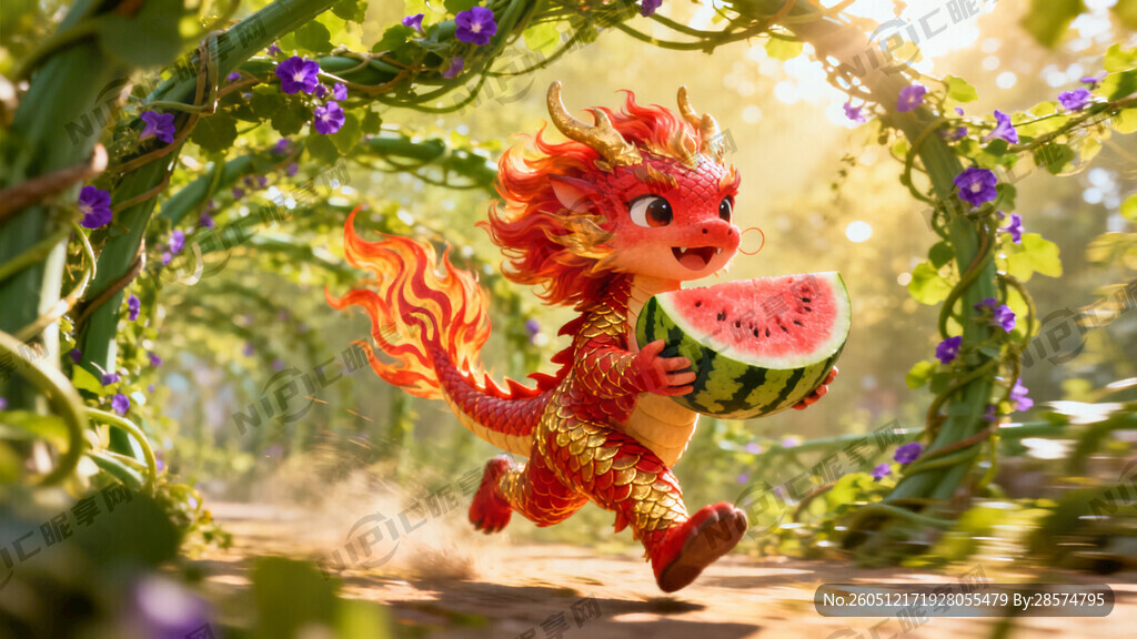 一个可爱的火麒麟 玄幻风格背景