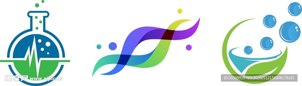多彩科学元素图标集合