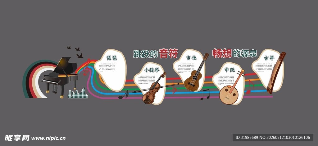 音乐室文化墙 乐器介绍文化墙