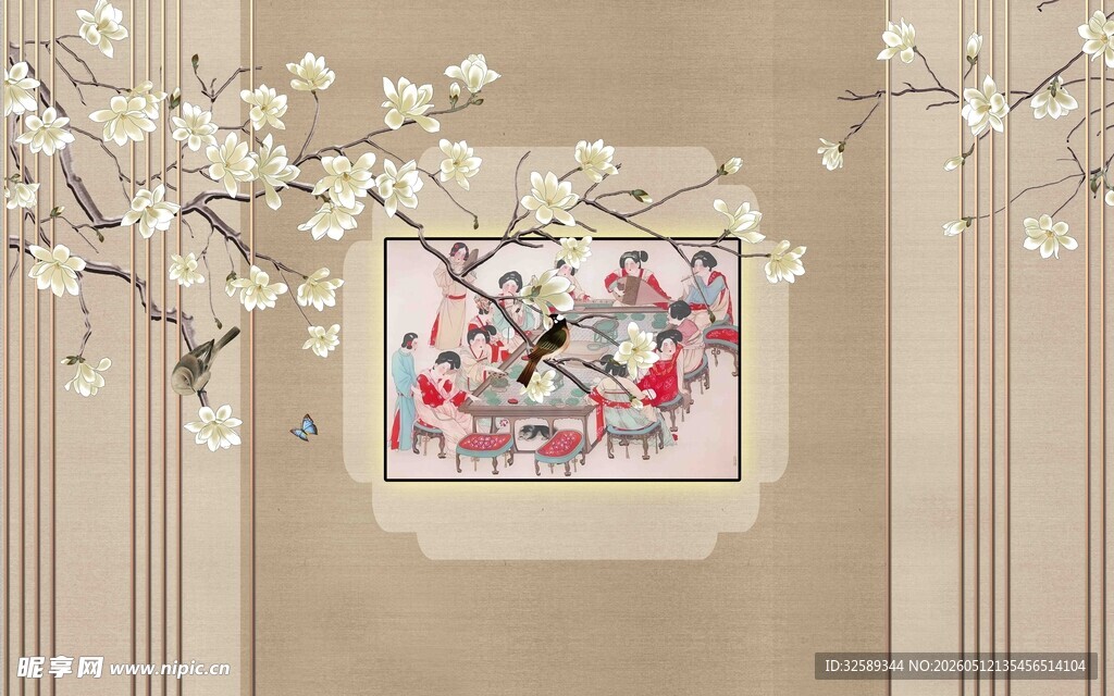 中式花鸟墙饰雅致氛围