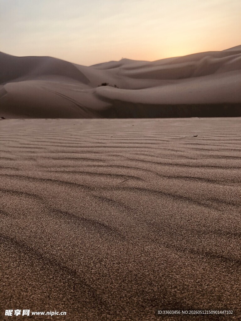 沙漠黄昏下的细腻沙纹