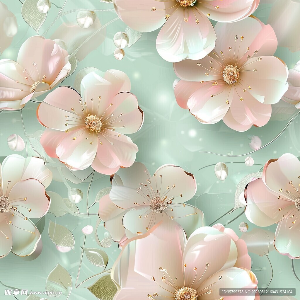 淡粉花朵背景图