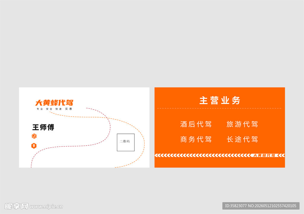 橙色简约商务名片设计