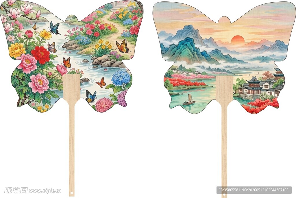 宣纸扇木柄扇流苏扇古风扇广告扇