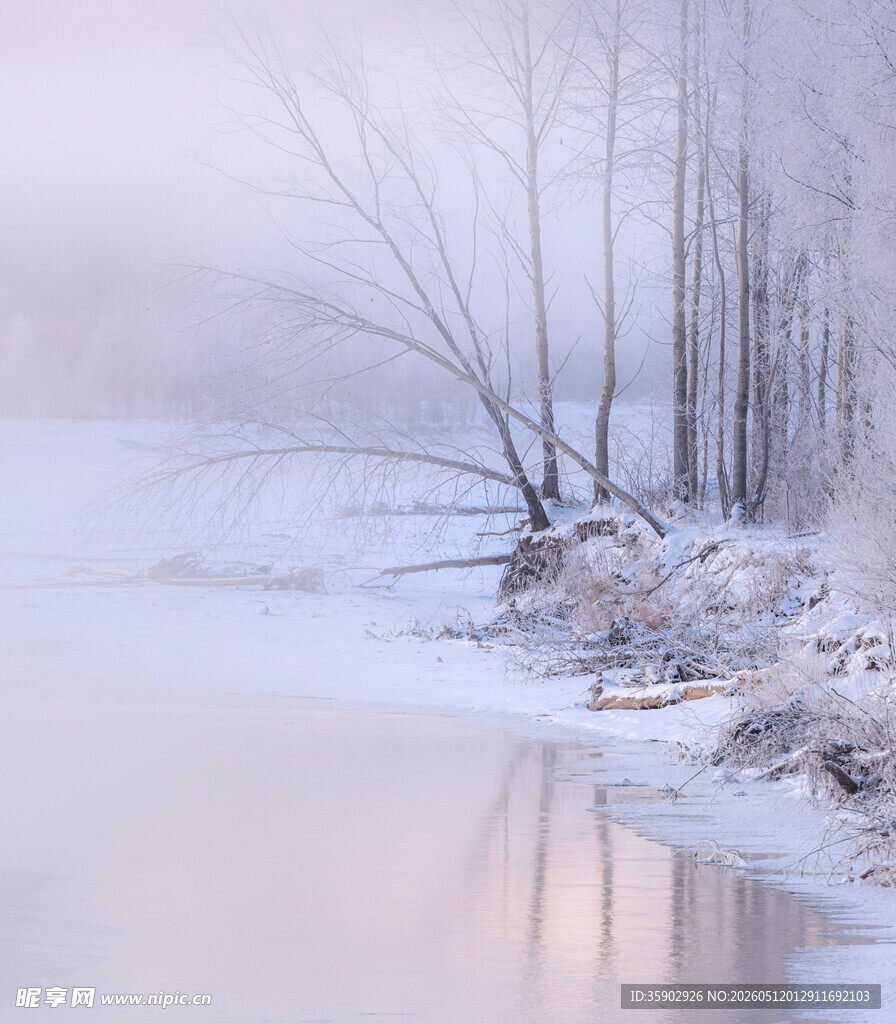冬日河畔雪景