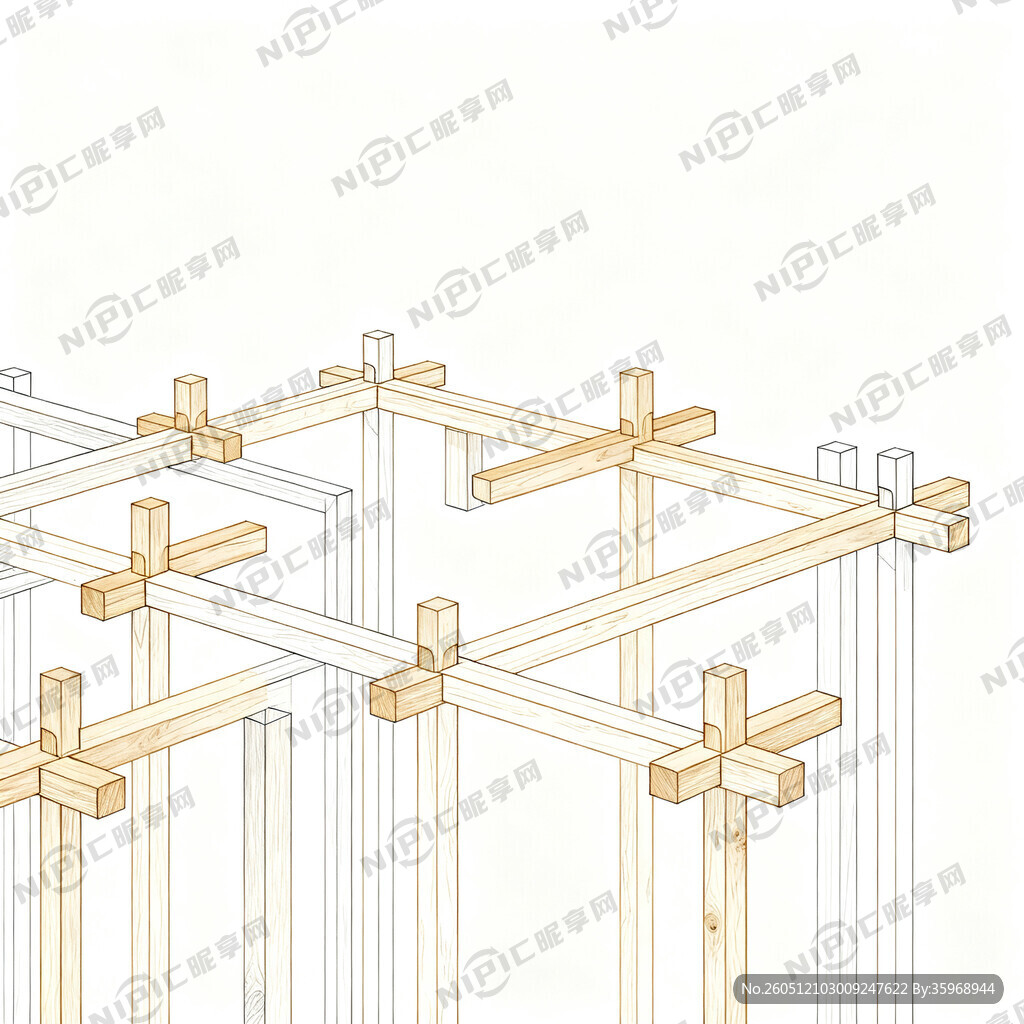 多组榫卯结构简笔画图 