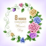 3月8日妇女节花卉装饰图