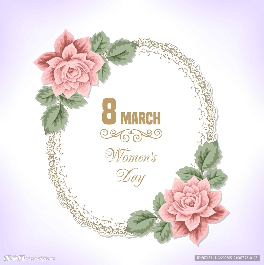 3月8日妇女节花卉装饰图