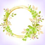 金色花环绿叶边框素材