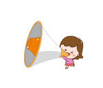 小女孩手持扩音器