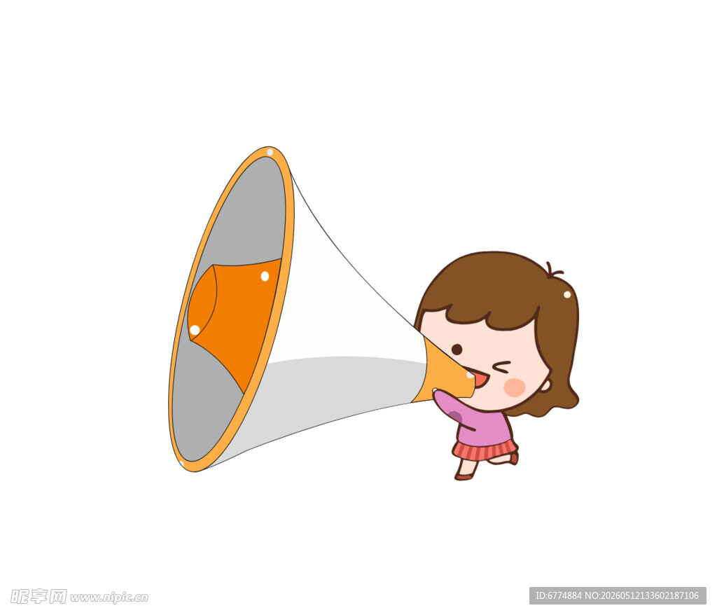 小女孩手持扩音器