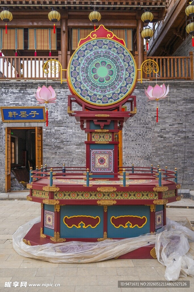 沂州古城传统精美鼓台道具