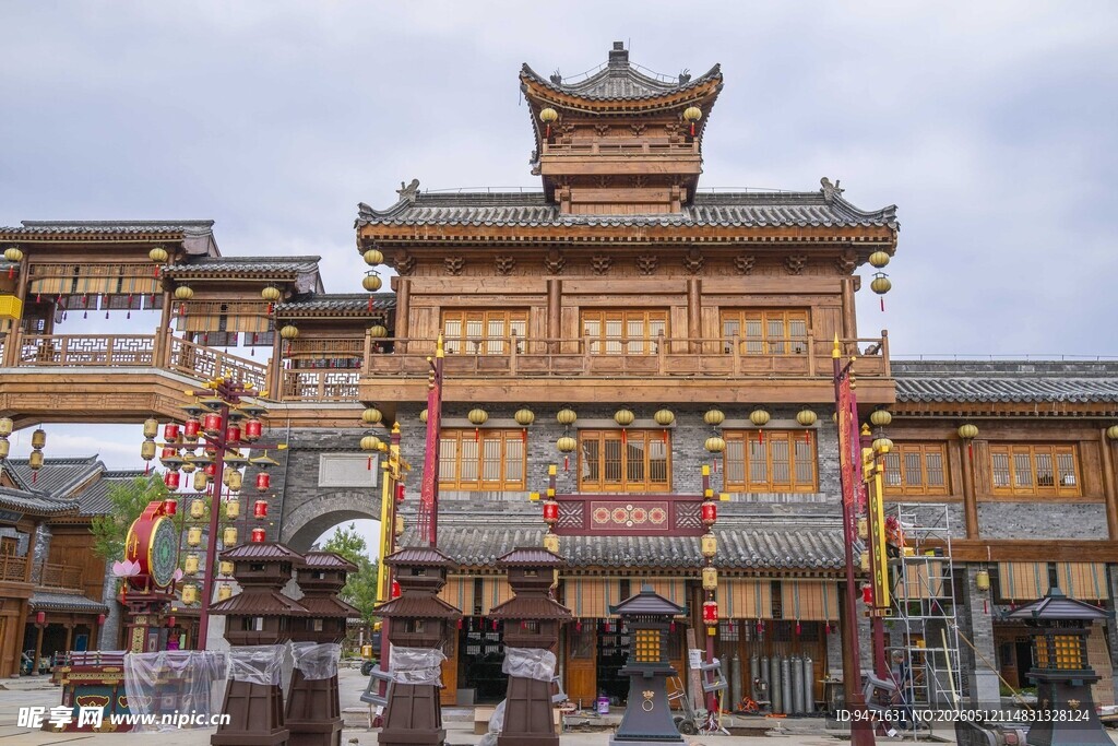沂州古城中心广场传统建筑