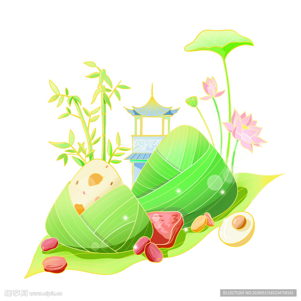 端午特色粽子与古风景致